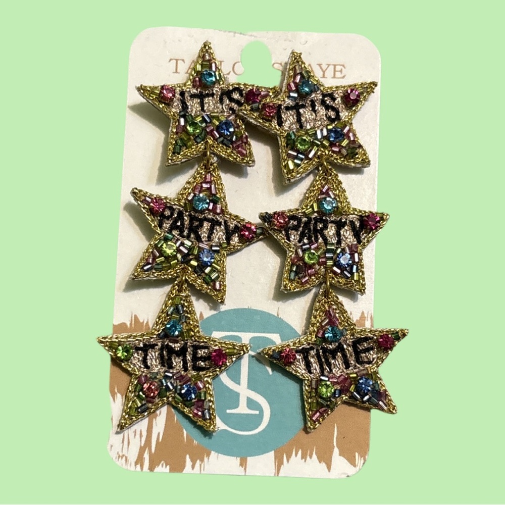 Star Earrings with Multicolor Beads